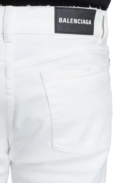 Shop Balenciaga Skinny Fit Five-pocket Pants In Stonewash White