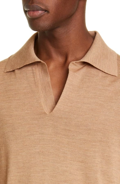 Shop Maison Margiela Wool Polo Sweater In Camel