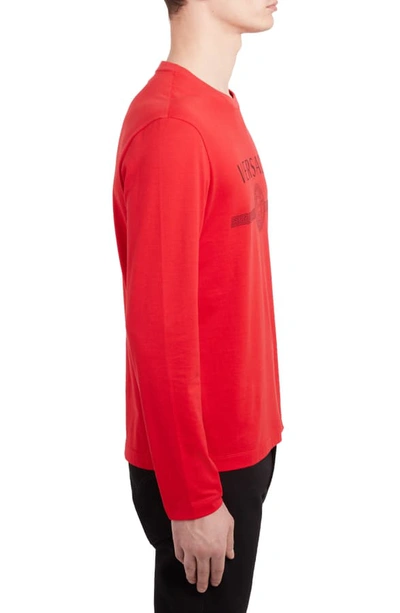 Shop Versace Logo Long Sleeve T-shirt In Red