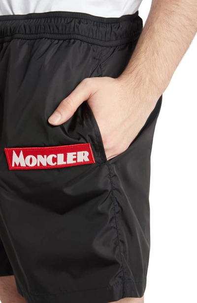 Shop Moncler Nylon Swim Trunks In Black