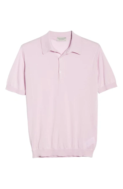Shop John Smedley Jersey Polo In Pink Blossom