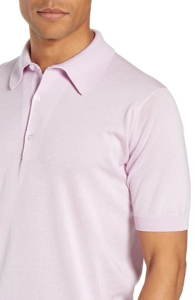 Shop John Smedley Jersey Polo In Pink Blossom