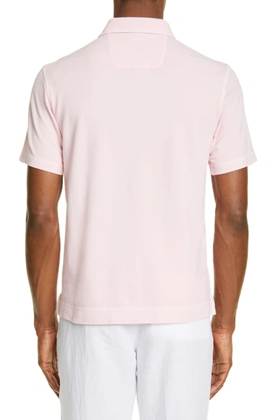 Shop Z Zegna Extra Slim Fit Garment Washed Polo In Pink