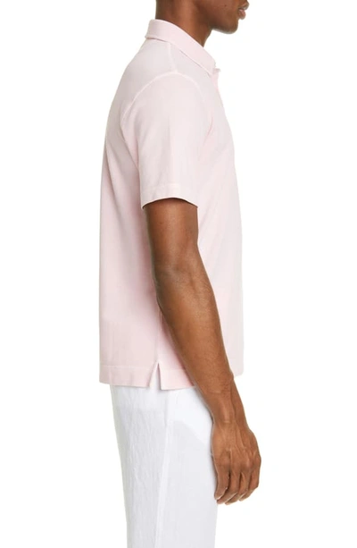 Shop Z Zegna Extra Slim Fit Garment Washed Polo In Pink