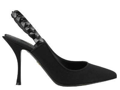 Shop Dolce & Gabbana Studded Embellished Slingback Pumps In Black