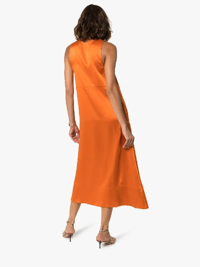 Shop Asceno Panelled Silk Slip Dress In Orange
