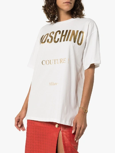 Shop Moschino White Logo Print T-shirt