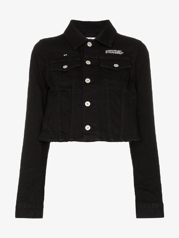 Off-White Cropped Denim Jacket In Black | ModeSens