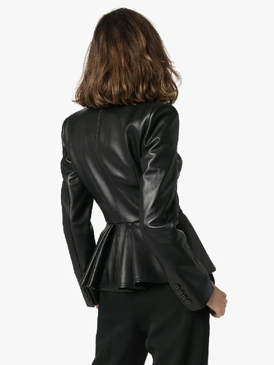 Shop Alexander Mcqueen Double-breasted Leather Jacket In Black