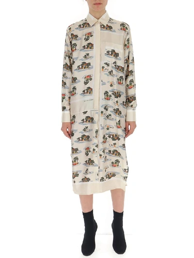 Shop Bottega Veneta Printed Oversized Shirt Dress In Multi