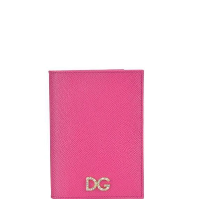Shop Dolce & Gabbana Embellished Logo Fold Purse In Pink