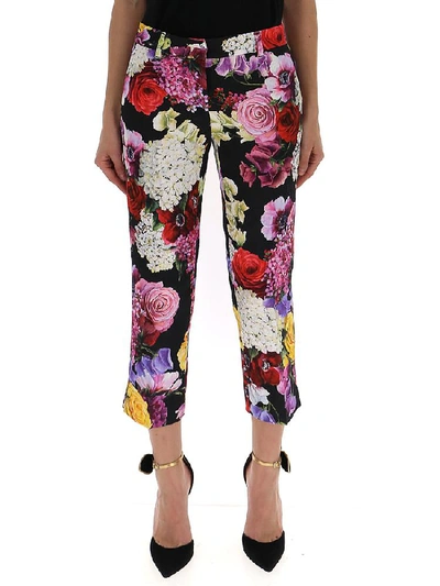 Shop Dolce & Gabbana Floral Cropped Pants In Multi