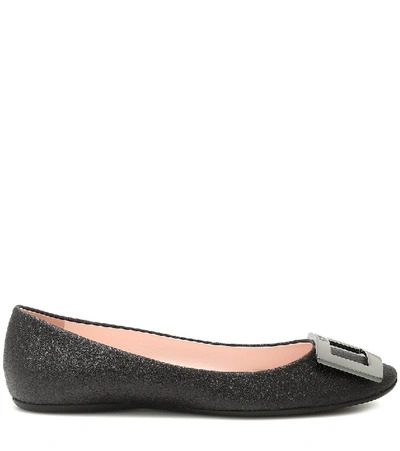 Shop Roger Vivier Gommette Glitter Ballet Flats In Black