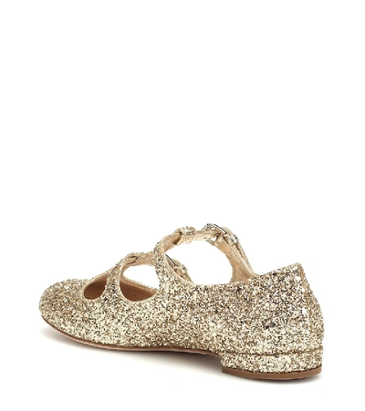 Shop Miu Miu Glitter Ballet Flats In Gold