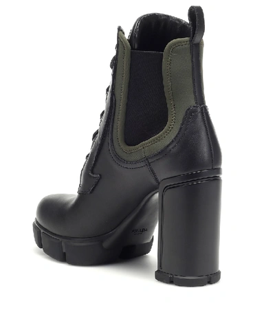 Shop Prada Leather Ankle Boots In Black