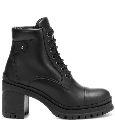 Shop Prada Leather Ankle Boots In Black