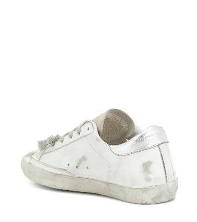 Shop Golden Goose Super-star Leather Sneakers In White Leather-black Star-dream