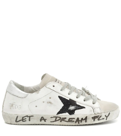 Shop Golden Goose Super-star Leather Sneakers In White Leather-black Star-dream