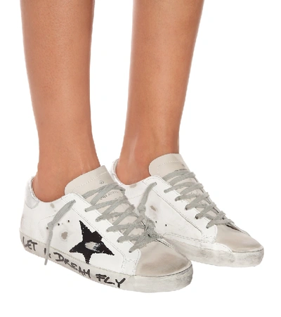 Shop Golden Goose Super-star Leather Sneakers In White Leather-black Star-dream