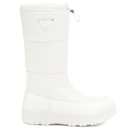 Shop Prada Leather Boots In White