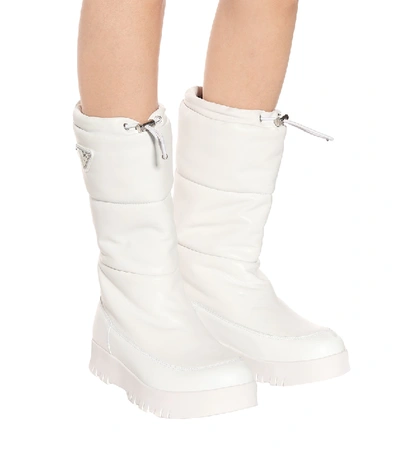 Shop Prada Leather Boots In White