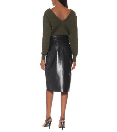 Shop Victoria Beckham Leather Skirt In Black