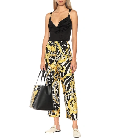 Shop Versace Printed Silk-twill Pants In Multicoloured