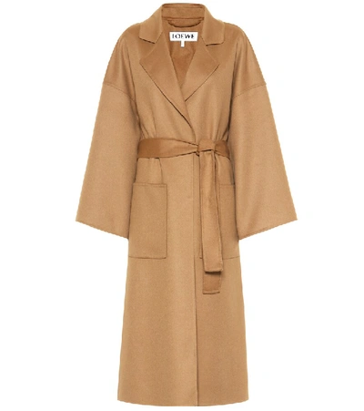 Shop Loewe Cashmere And Wool Oversized Coat In Brown