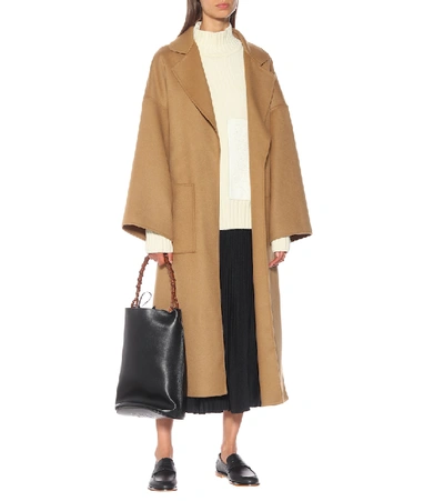 Shop Loewe Cashmere And Wool Oversized Coat In Brown