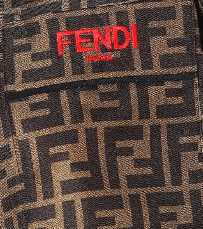 Shop Fendi Printed Silk Shirt In Brown