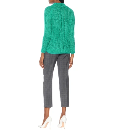 Shop Prada Mohair-blend Cardigan In Green