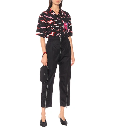 Shop Prada High-rise Straight Zip-front Pants In Black