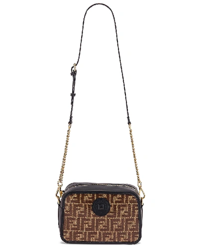 Shop Fendi Tess Camera Crossbody Bag In Black In Black & Brown