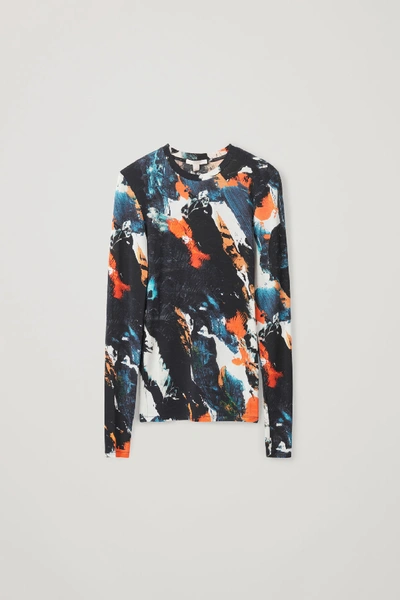 Shop Cos Printed Long-sleeved T-shirt In Blue