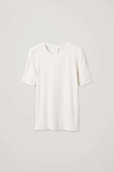 Shop Cos Slim Ribbed Jersey T-shirt In White