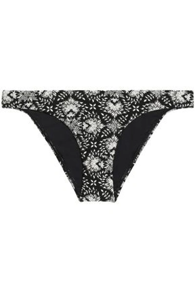 Shop Zimmermann Floral-print Low-rise Bikini Briefs In Black