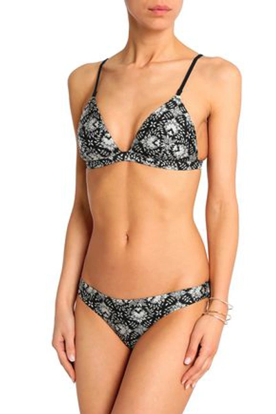 Shop Zimmermann Floral-print Low-rise Bikini Briefs In Black