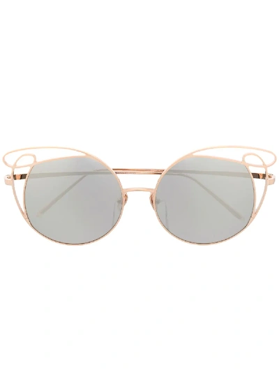 Shop Linda Farrow Precious Sunglasses In Gold