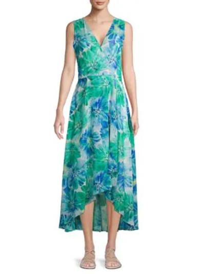 Shop Calvin Klein Collection Floral Midi Dress In Lagoon