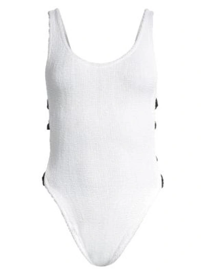 Shop Hunza G Greta One-piece Swimsuit In White Black