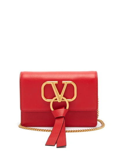 Valentino Garavani V-ring Mini Leather Cross-body Bag In Red | ModeSens