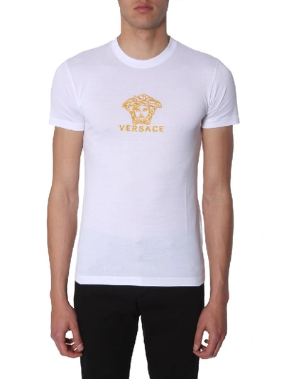 Shop Versace Medusa Embroidered T In White