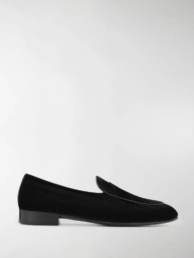 Shop Giuseppe Zanotti Textured Velvet Loafers In Black