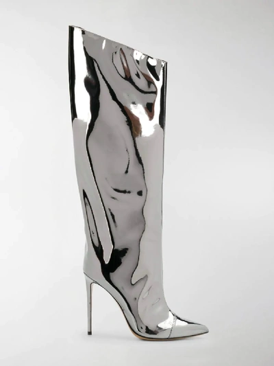 Shop Alexandre Vauthier Alex Mirror Boots In Silver