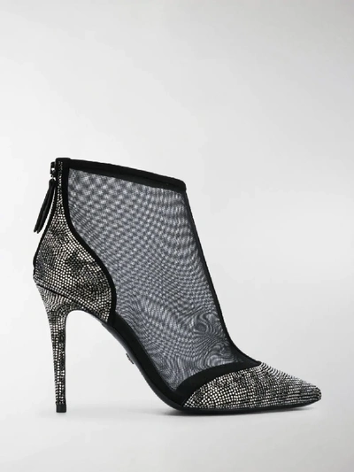 Shop Roberto Cavalli Sheer Pointed Ankle Boots In Black