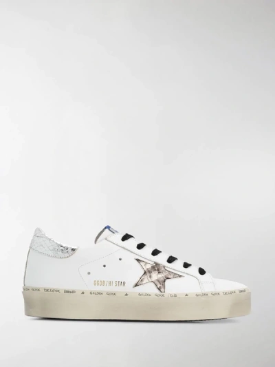 Shop Golden Goose Hi Star Snake-print Low-top Leather Sneakers In White