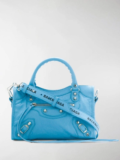 Shop Balenciaga Classic Mini City Bag In Blue