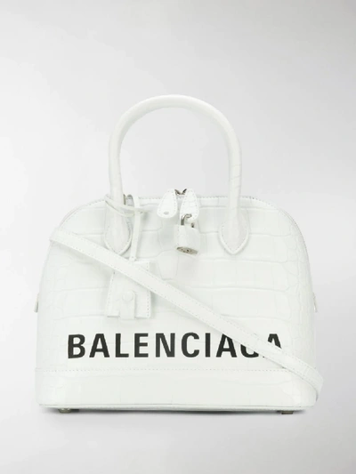Shop Balenciaga Ville S Croc Bag In White