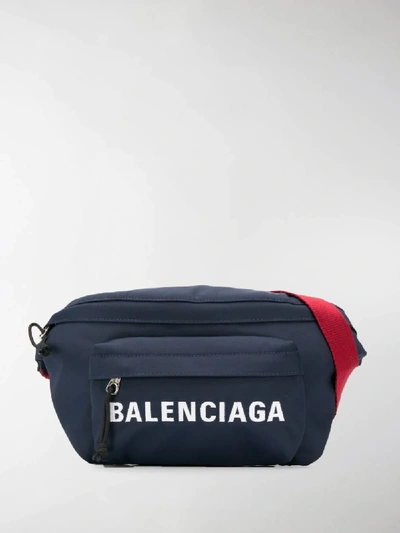 Shop Balenciaga Everyday Logo Belt Bag In Blue