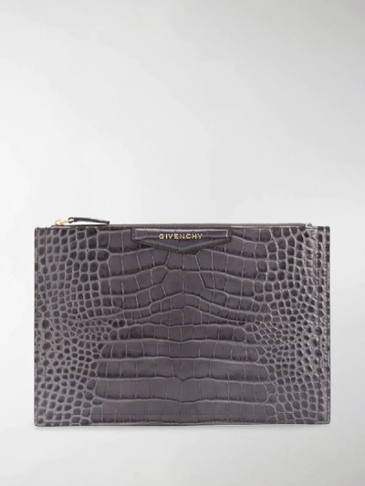 Shop Givenchy Medium Antigona Clutch In Grey